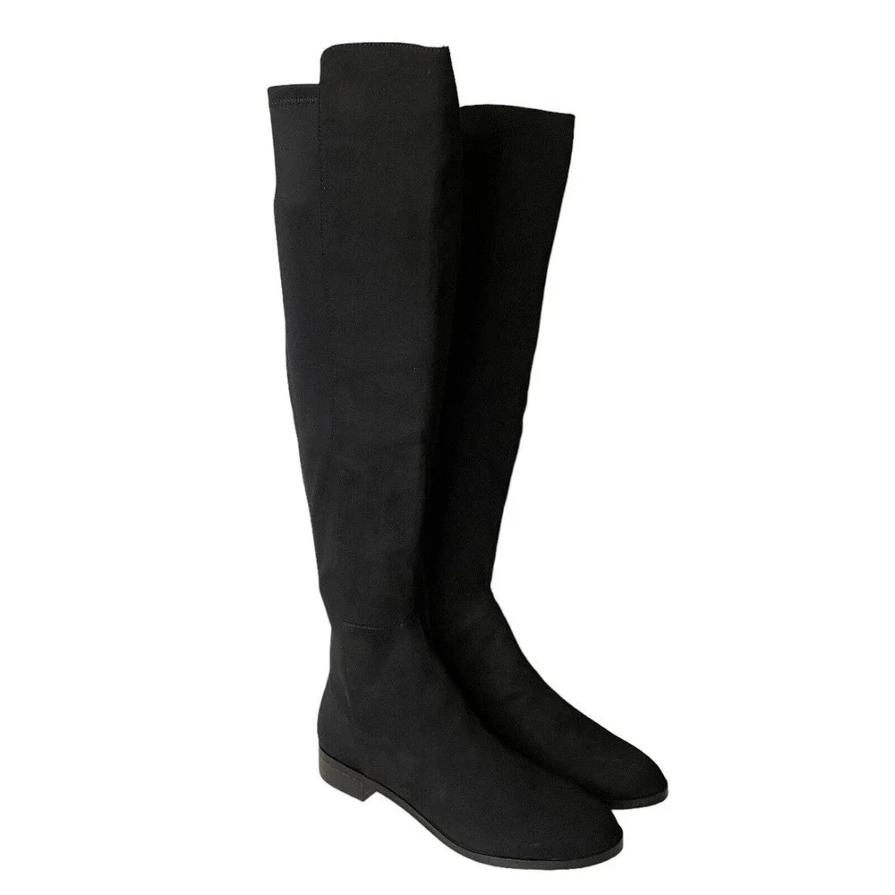 J.Crew NEW Over Knee Boots Microsuede Black Size 7 Stretchy Riding Equestrian